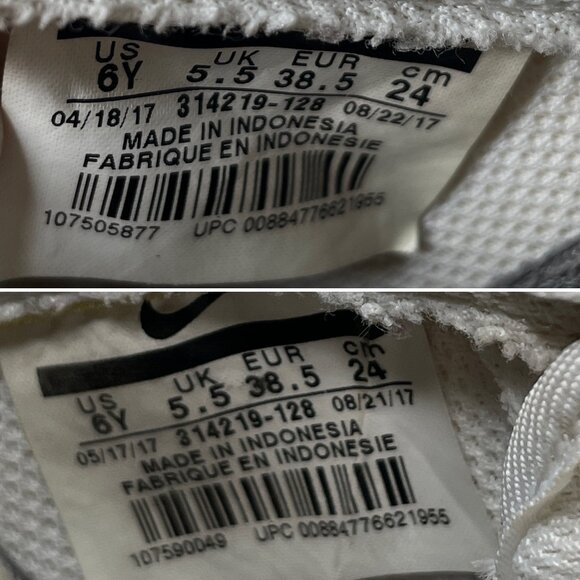 Nike Air Force 1 White Chrome Cream Sneakers Size 6 Youth EU 38.5 - Picture 10 of 16